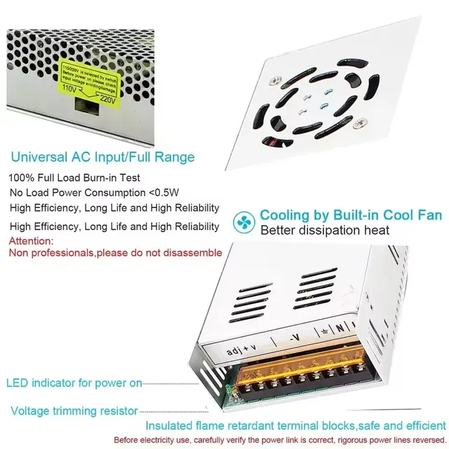 Alimentation à découpage DC 5V 2A 5A 10A 20A 30A 40A 60A… – vue 3