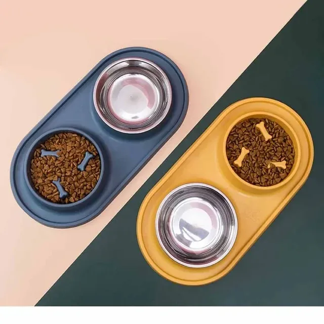 Gamelle double pour chien avec polymères en silicone – vue 2