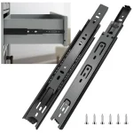 Glissières de tiroir noires, robustes, Installation facile, Rails de tiroir à roulement à billes, en acier, fonctionnement fluide, pour commode, garde-robe