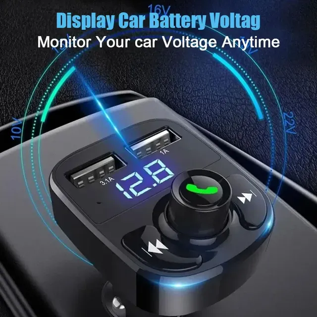 Chargeur de voiture transmetteur FM Bluetooth Audio… – vue 3