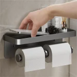 Grand Porte-Rouleau de Papier Toilette Mural avec Rangement, Support pour Téléphone Portable