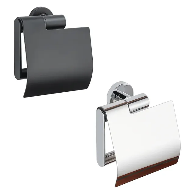 Porte-papier hygiénique noir avec couvercle – vue 5