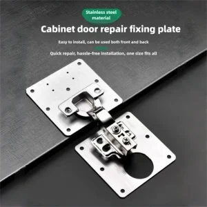 Kit de plaque de réparation de charnière d&rsquo;armoire, plaque de montage de charnière de porte de placard de cuisine avec trous, supports de fixation plats, outils ménagers