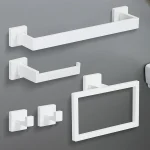 Kit de matériel de salle de bain en acier inoxydable blanc, 40cm, porte-serviettes, porte-papier hygiénique, crochets pour vêtements, rouleau de salle de bain, porte-anneau