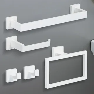 Kit de matériel de salle de bain en acier inoxydable blanc