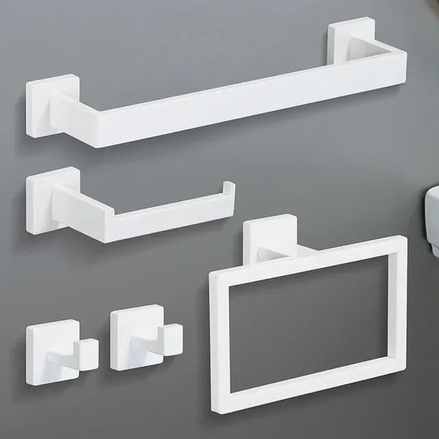 Kit de matériel de salle de bain en acier inoxydable blanc