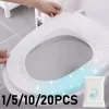 Siège de toilette blanc jetable, emballé individuellement, en tissu Non tissé, entièrement couvert, Portable, pour voyage d&rsquo;hôtel, 1/5/10/20 pièces