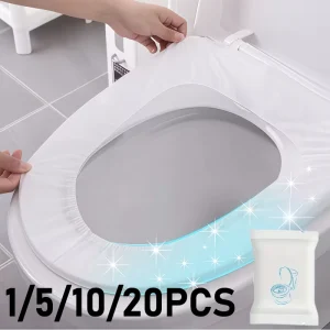 Siège de toilette blanc jetable, emballé individuellement, en tissu Non tissé, entièrement couvert, Portable, pour voyage d&rsquo;hôtel, 1/5/10/20 pièces