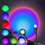 USB RGB coucher de soleil lampe veilleuse projecteur photographie mur atmosphère néons pour décoration de fête chambre salon décor