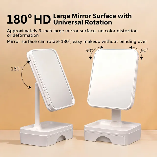 Miroir de maquillage éclairé par LED avec tiroir de… – vue 4