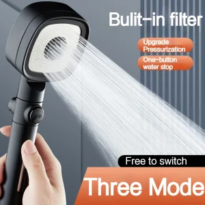 Pommeau de douche haute pression avec bouton d’arrêt à une touche, 3 modes, filtre intégré, massage spa, déterminer la pomme de douche pour HOT Pommeau de douche haute pression avec bouton d’arrêt à une touche, 3 modes, filtre intégré, massage spa, déterminer la pomme de douche pour HOT
