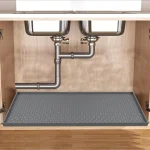 Tapis sous évier, tapis d&rsquo;évier de salle de bain en Silicone 34 « × 22 », plateau d&rsquo;égouttement de doublure sous évier et protecteurs pour le fond d&rsquo;évier de cuisine