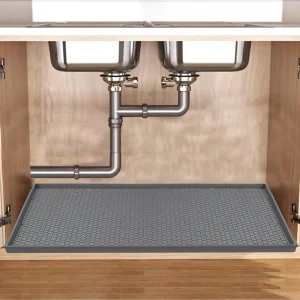 Tapis sous évier, tapis d&rsquo;évier de salle de bain en Silicone 34 « × 22 », plateau d&rsquo;égouttement de doublure sous évier et protecteurs pour le fond d&rsquo;évier de cuisine