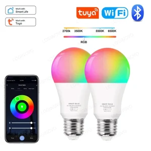 Tuya Wifi/Bluetooth ampoule intelligente Alexa lampe à LED E27 RGB ampoules intelligentes 110V 220V lampes intelligentes pour Google Assisatnt vie intelligente