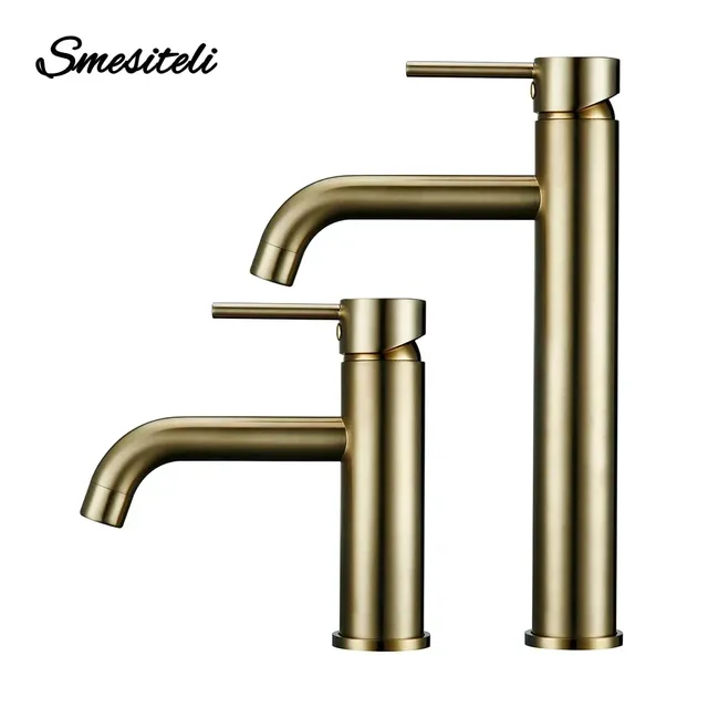 Robinet de lavabo en or brossé en laiton massif eau… – vue 3