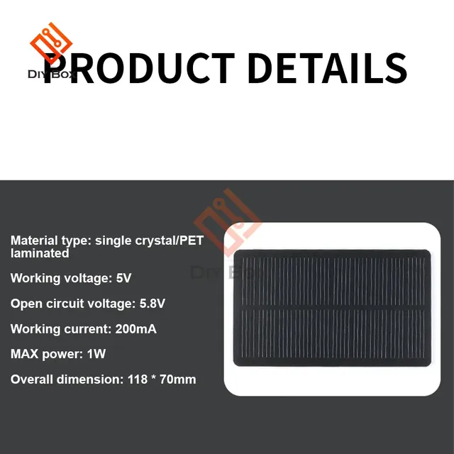 Panneau solaire électronique 1W 5V – vue 6