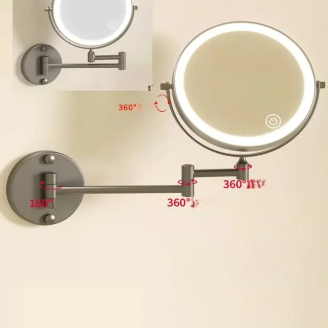 Miroir cosmétique pliant en laiton LED – vue 5