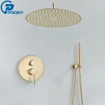 Robinet de douche en or brossé intégré en 2 voies mélangeurs de douche mural pluie salle de bain robinet de douche pomme en acier inoxydable