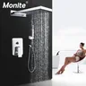 Ensemble douche mural contemporain plaqué or tête pluie… – vue 2