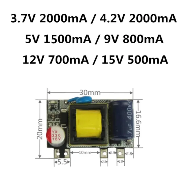 AC-DC 3.7V / 4.2V 2000mA /5V 1700mA 9V 800mA 8.5W module…