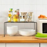 Armoire de cuisine organisateur étagère fer support étagères de rangement salle de bain armoire organisateur alimentaire garde-manger Organization et étagères de rangement