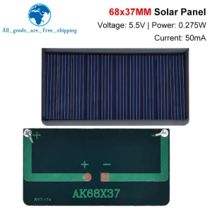 Panneaux solaires polycristallins TZT, 5.5V, 50mA, 0.275W, 68x37mm, Mini cellules solaires Sunpower, panneau photovoltaïque à monter soi-même pour chargeur de batterie Panneaux solaires polycristallins TZT, 5.5V, 50mA, 0.275W, 68x37mm, Mini cellules solaires Sunpower, panneau photovoltaïque à monter soi-même pour chargeur de batterie