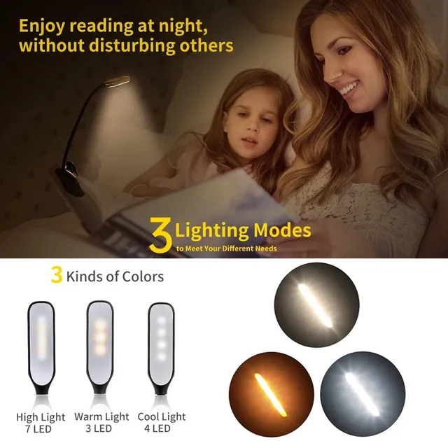 LED livre lumière USB Rechargeable lampe de lecture 3… – vue 2