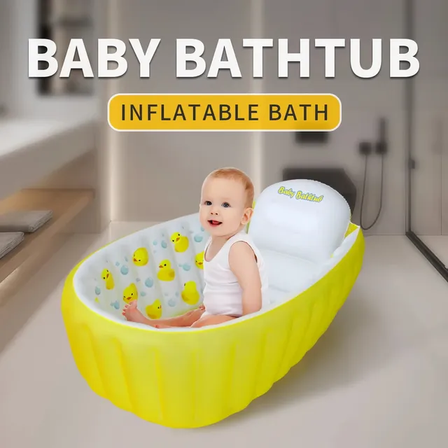 Baignoire gonflable bébé portable antidérapante jaune… – vue 2