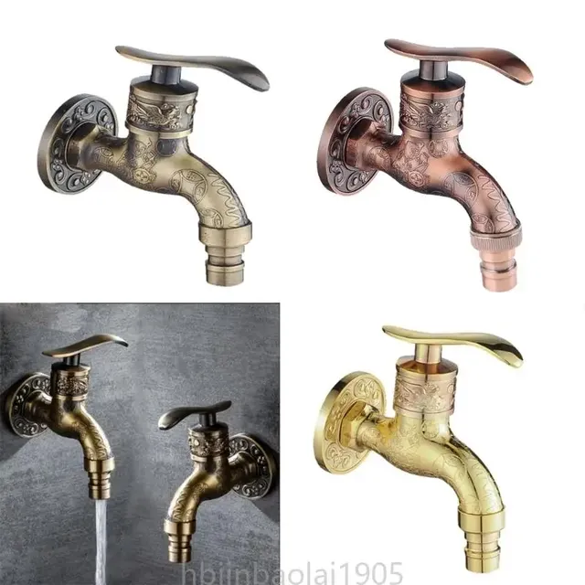 Robinet mural extérieur bronze antique laiton doré gravé… – vue 6