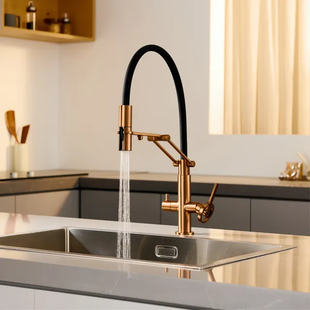 Robinet de cuisine moderne en laiton chromé avec… – vue 3