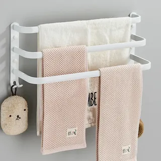 Porte serviettes mural aluminium blanc trois barres pivotantes compact…