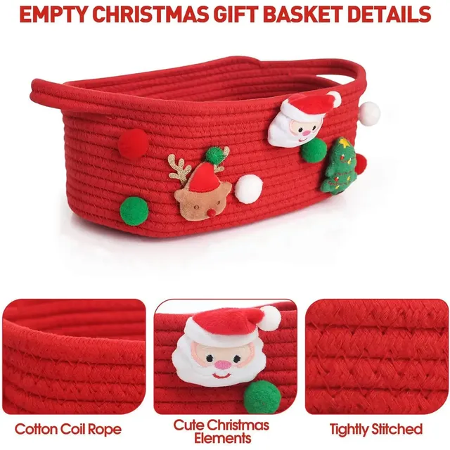 Panier de rangement en coton tissé de noël – vue 3