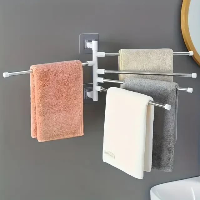 Support serviette mural aluminium pivotant rotatif cinq… – vue 3