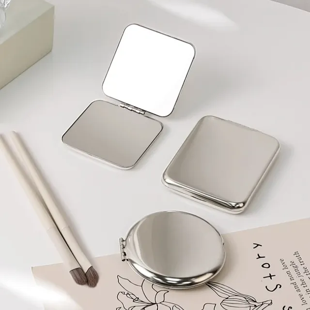 Miroir maquillage pliable rond compact métal chromé… – vue 2