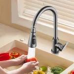 Robinet de cuisine pulvérisateur avec conception à Arc élevé, fixation de cuisine, débit d&rsquo;eau réglable, aucune batterie nécessaire, lavage des légumes et des boissons