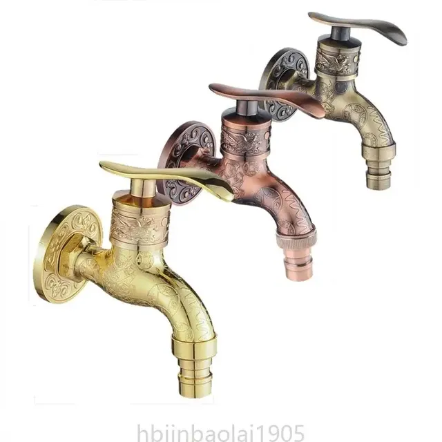 Robinet mural extérieur bronze antique laiton doré gravé… – vue 4