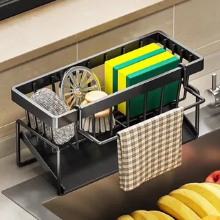 Étagère évier plastique compact noir mat inox rebord bac égouttoir…