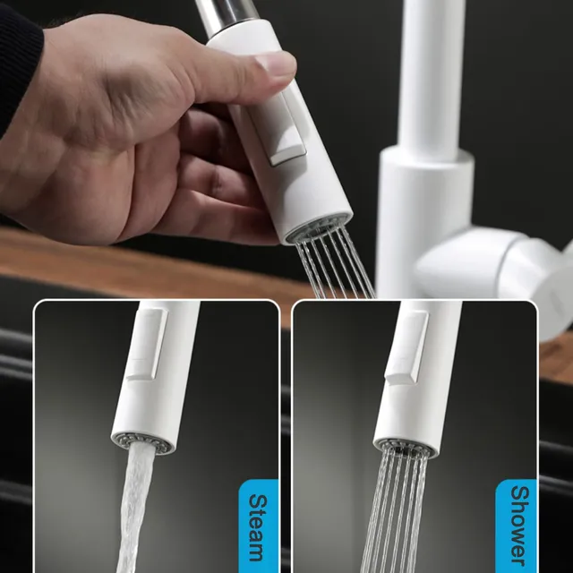 Robinets d'évier de cuisine tactiles blancs avec… – vue 5