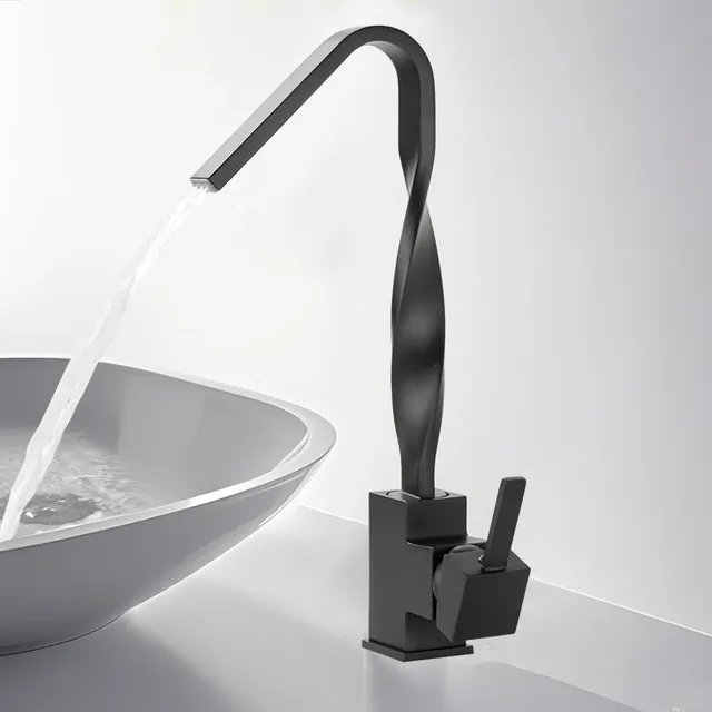 Robinet de cuisine de lavabo de salle de bains noir – vue 2