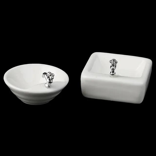 Lavabo miniature céramique blanc brillant carré arrondi… – vue 5