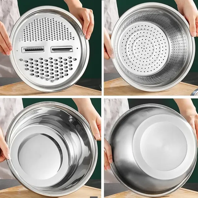 Ensemble bassin multifonctionnel acier inoxydable trois… – vue 4