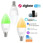Ampoule de lampe LED intelligente E14 Ewelink, Zigbee, Wi-Fi, RGBCW, commande vocale à intensité variable, fonctionne avec Alexa, Google Home Assistant