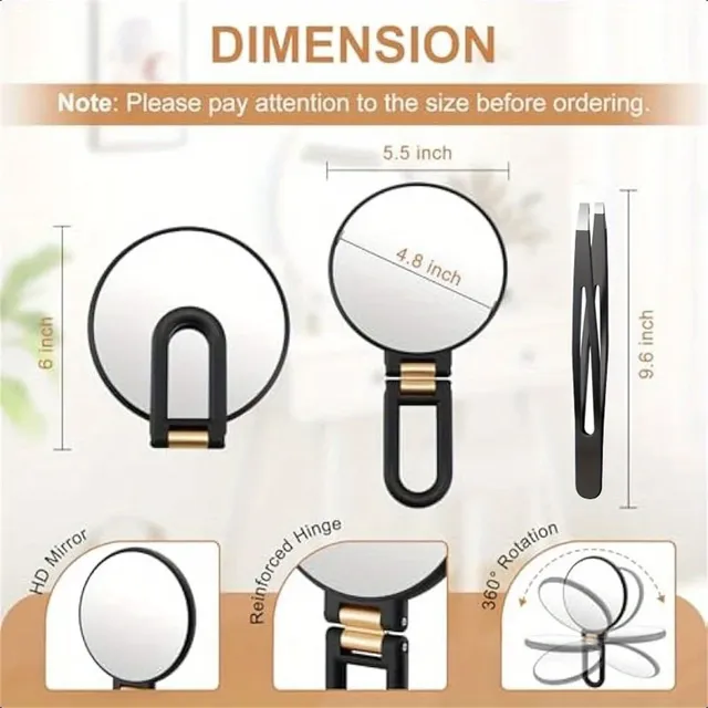 30X Magnifying Hand Held Mirror with Tweezers – vue 6