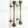Poignée armoire laiton bois noyer bouton sphérique rétro… – vue 3
