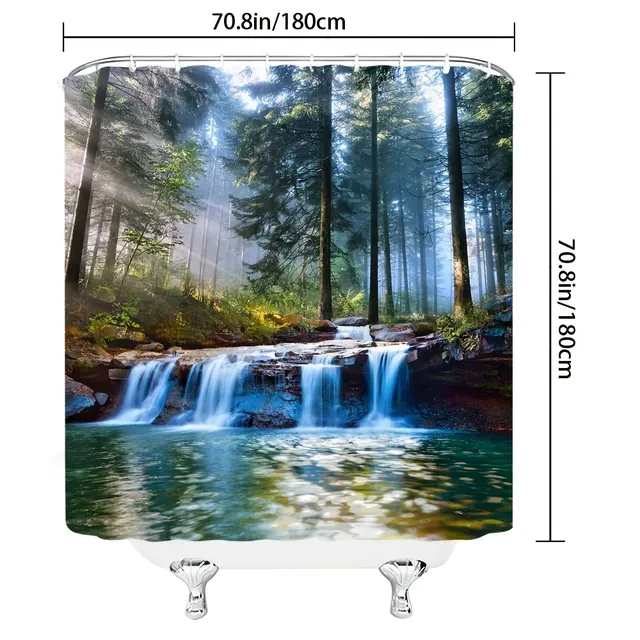 Rideau de douche cascade de forêt enchanteresse – vue 3