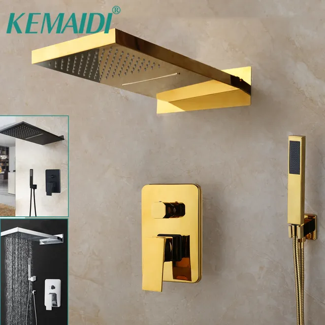 KEMAIDI système de douche de salle de bains noir doré…