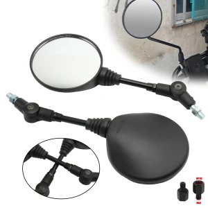 Rétroviseur rond de moto 8mm/10mm, rétroviseurs latéraux universels pour Honda Kawasaki Dirt Bike Motocross Scooter, accessoires modifiés Rétroviseur rond de moto 8mm/10mm, rétroviseurs latéraux universels pour Honda Kawasaki Dirt Bike Motocross Scooter, accessoires modifiés