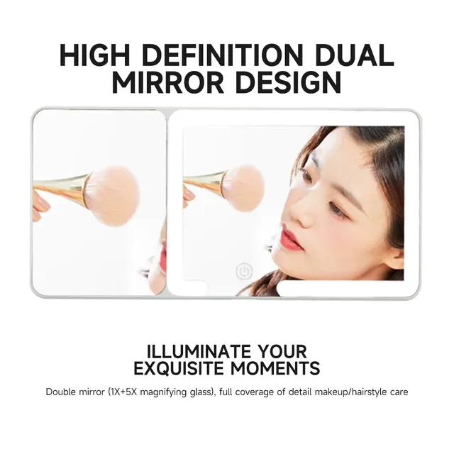 Miroir de maquillage LED pour voiture avec loupe – vue 5