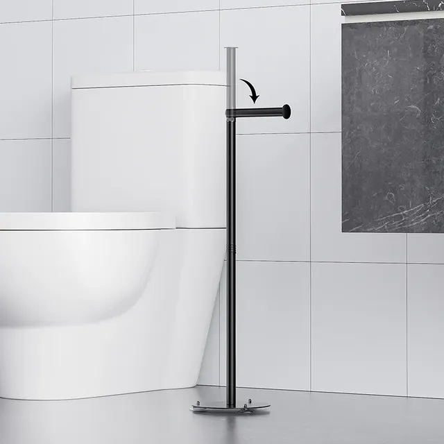 Porte papier toilette vertical sur pied métal noir mat… – vue 2
