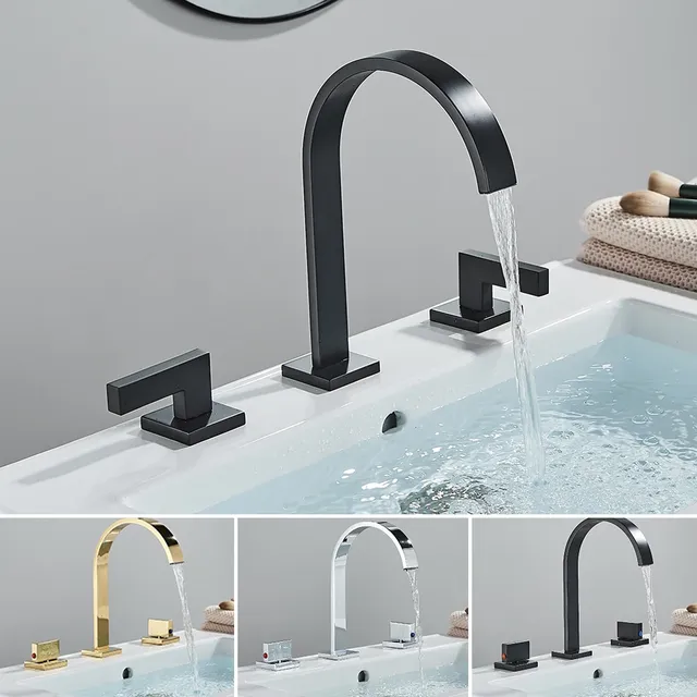 Robinet de lavabo de salle de bains noir – vue 3